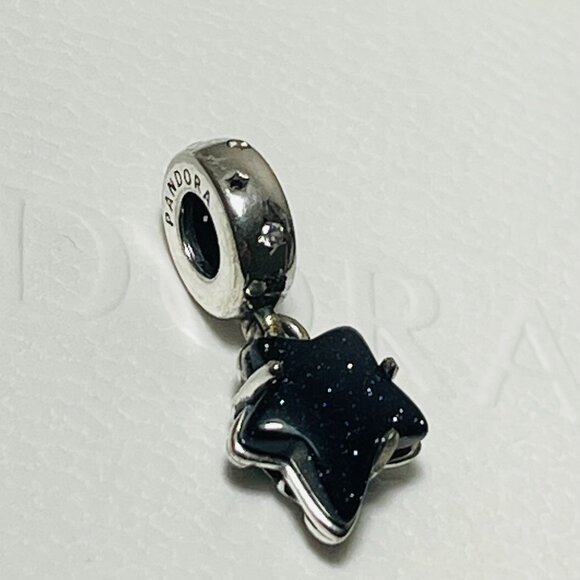 Celestial Galaxy Star Murano Glass Pandora Charm Dark Purple Space X Explore - Picture 1 of 2